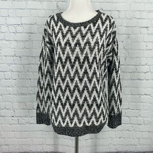 Chevron Allison Brittany Long Sleeve Warm Winter Fall Sweater Small Grey
